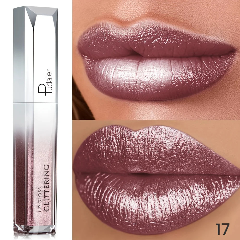 Shiny Makeup Cosmetics Store — Lábios Brilhantes em Metal, Impermeável e Duradouro, Conjunto de Lábios de Tinta, Não Pegajoso, Maquiagem para Festa/Festival