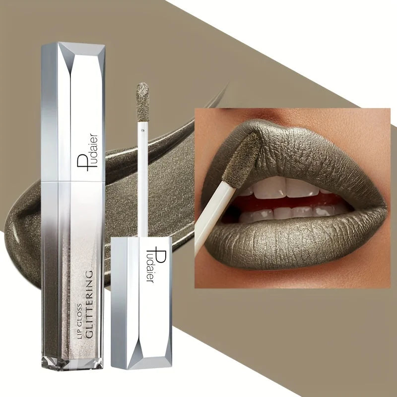 Shiny Makeup Cosmetics Store — Lábios Brilhantes em Metal, Impermeável e Duradouro, Conjunto de Lábios de Tinta, Não Pegajoso, Maquiagem para Festa/Festival
