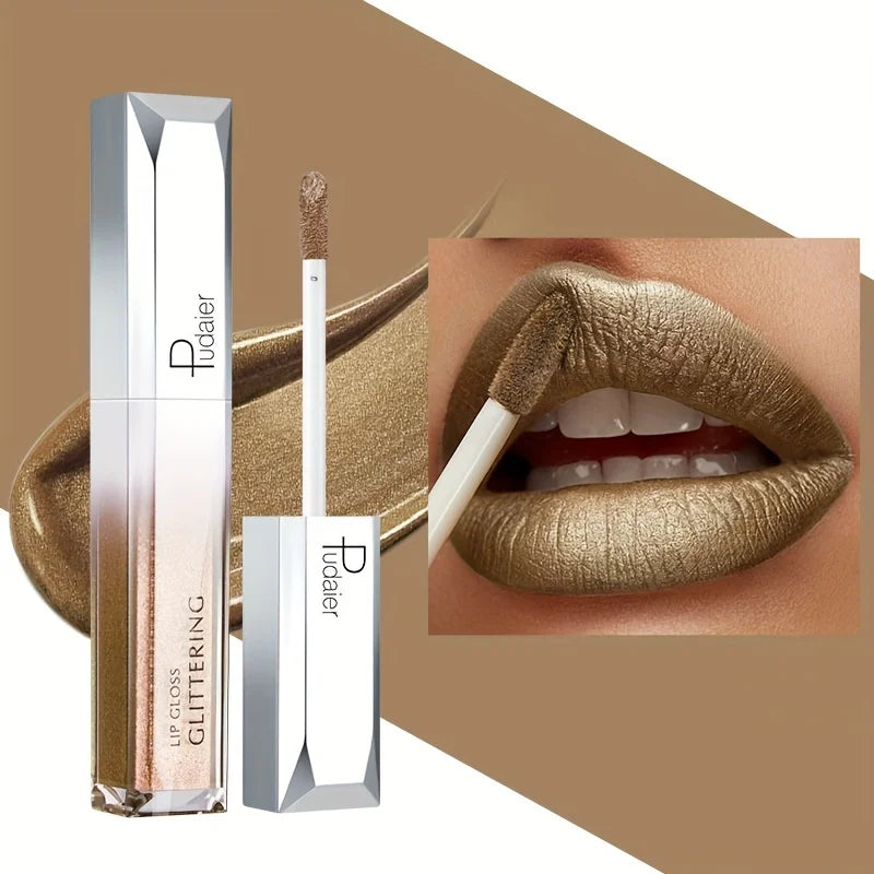 Shiny Makeup Cosmetics Store — Lábios Brilhantes em Metal, Impermeável e Duradouro, Conjunto de Lábios de Tinta, Não Pegajoso, Maquiagem para Festa/Festival