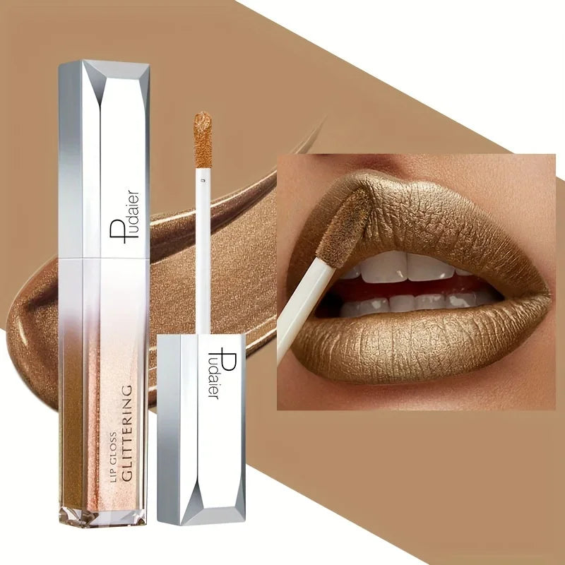 Shiny Makeup Cosmetics Store — Lábios Brilhantes em Metal, Impermeável e Duradouro, Conjunto de Lábios de Tinta, Não Pegajoso, Maquiagem para Festa/Festival