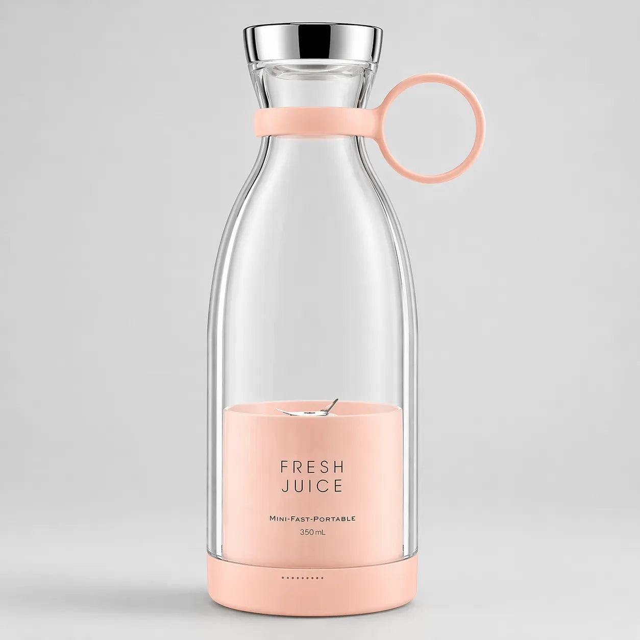 Fresh Juice Blender in Pink — the ritual engine in soft coral, drink-from-the-lid design, USB-C ready